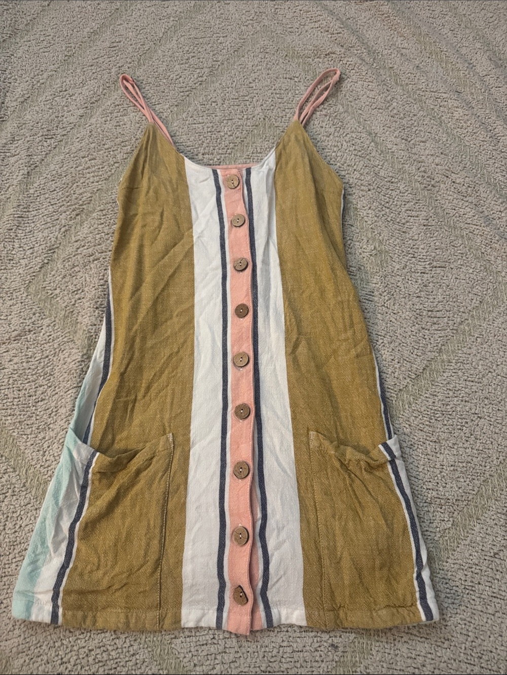 Rip Curl Striped Button Front Sundress Cover Up XS